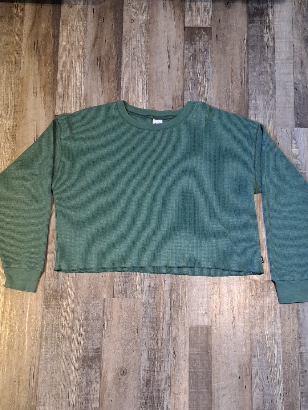 TNA Olive Ribbed Long-Sleeve Crop Top